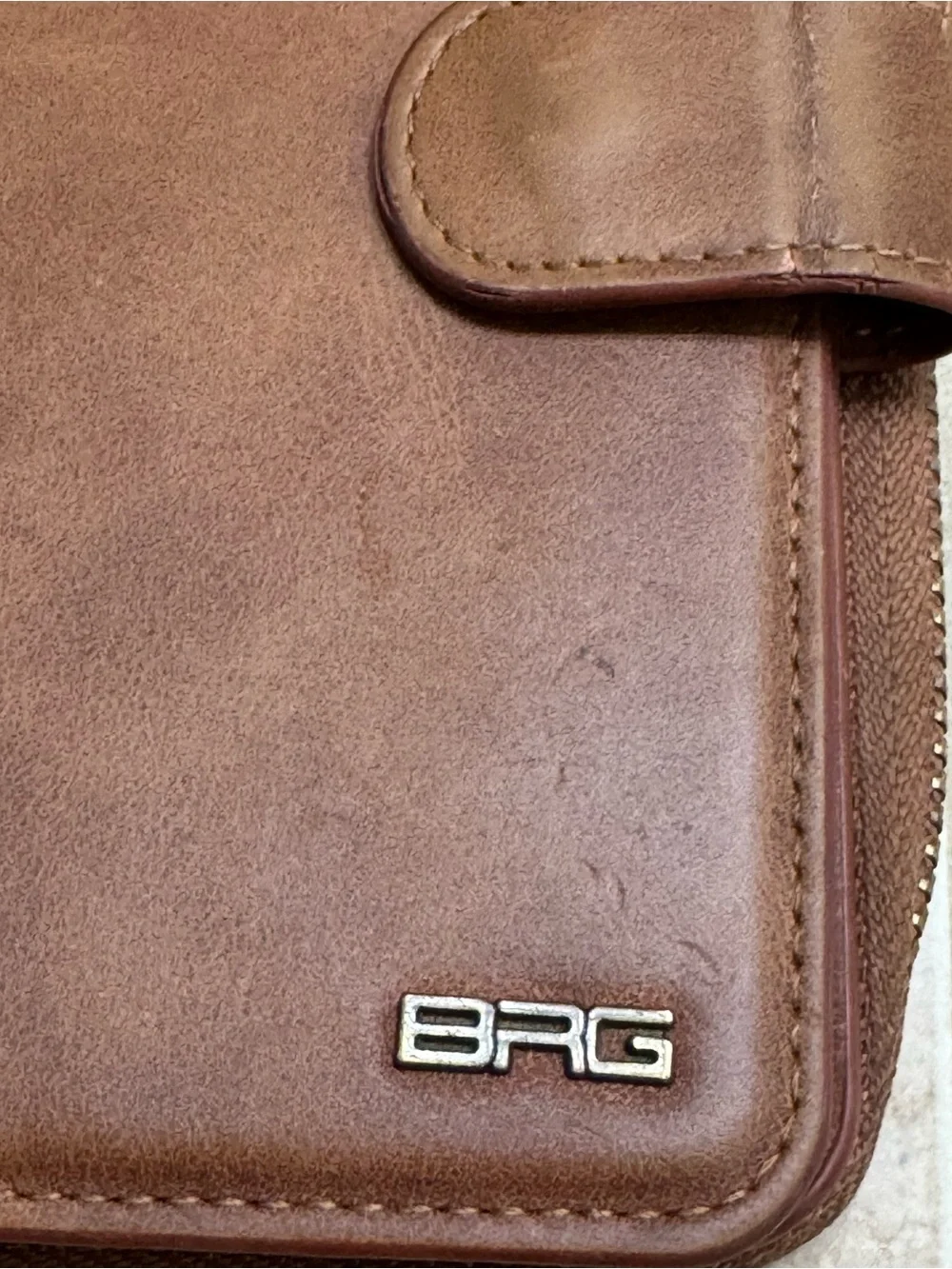 BRG Bifold Brown Faux Leather Women’s Zip Wallet with Snap Closure